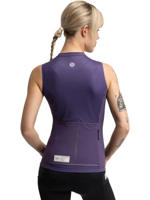 Maillot cyclisme gravel sans manches femme cyclisme femme gm4 strata aubergine - Kiabi