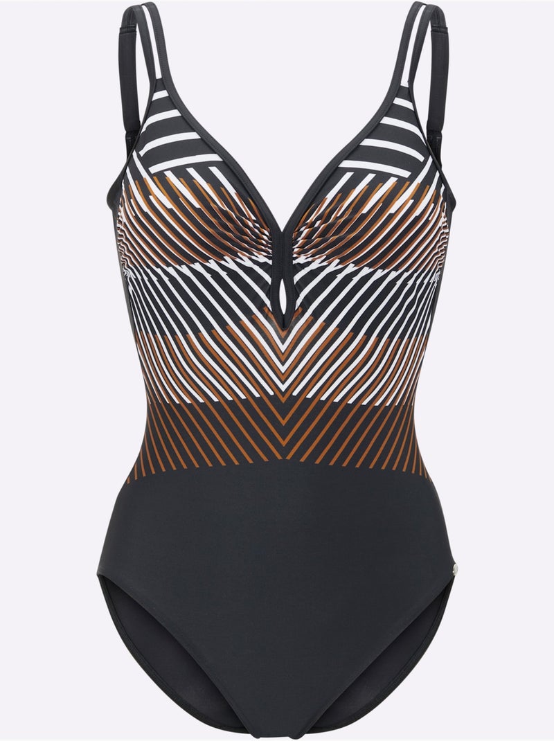 Maillot De Bain - Witt - Bonnet B Noir Marron - Kiabi