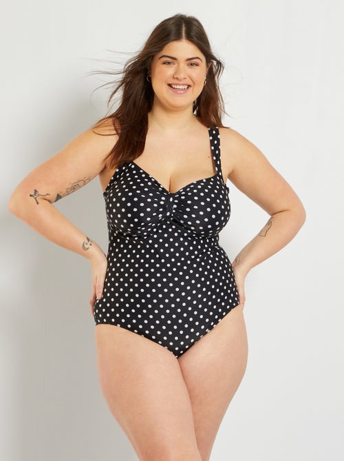 Maillot de bain 1 pièce à pois - Kiabi