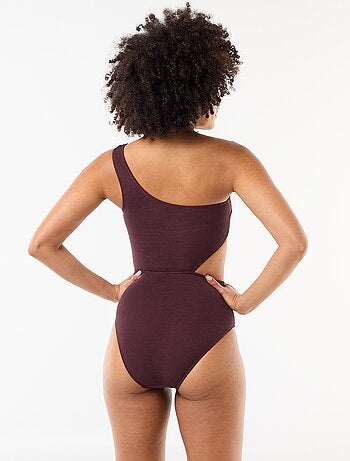 Maillot de bain 1 pièce asymétrique avec bijou doré