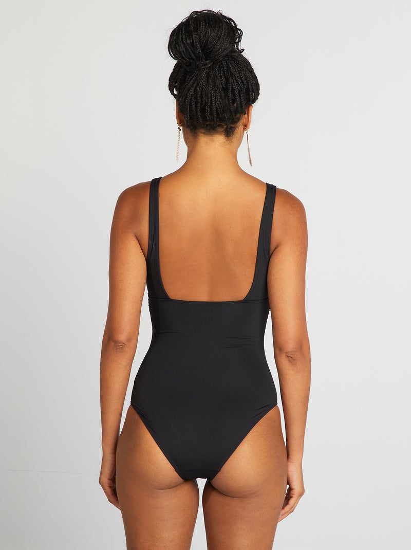 Maillot de bain 1 pièce avec anneau entrebonnet noir - Kiabi