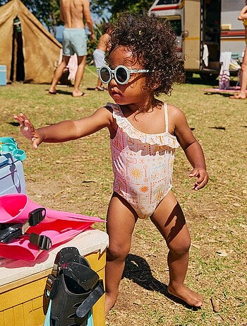 Maillot de bain 1 pièce avec col volanté