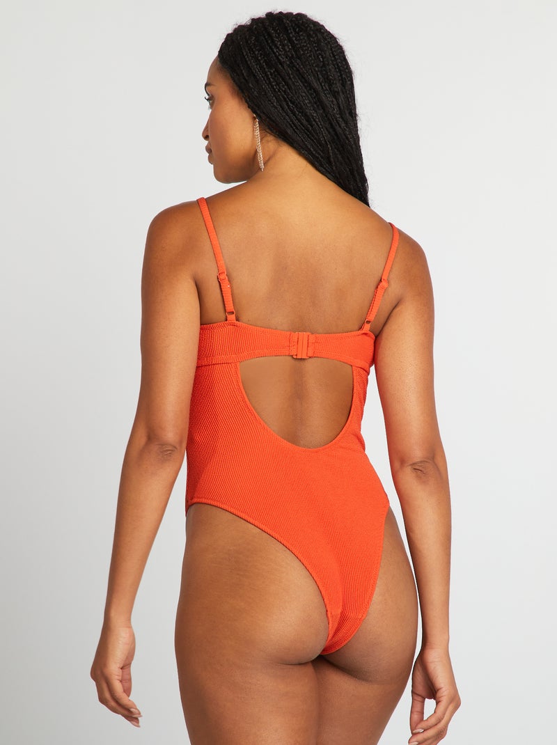 Maillot de bain 1 pièce avec coques Orange - Kiabi