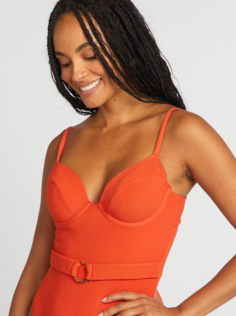 Maillot de bain 1 pièce avec coques Orange - Kiabi