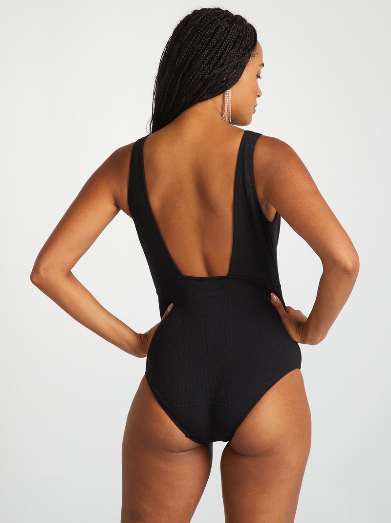 Maillot de bain 1 pièce avec détail coquillage Noir - Kiabi