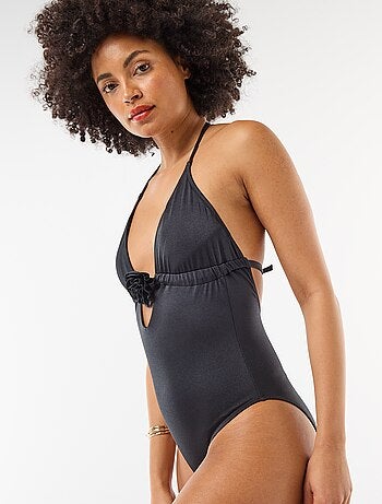 Maillot de bain 1 pièce avec fleur au décolleté