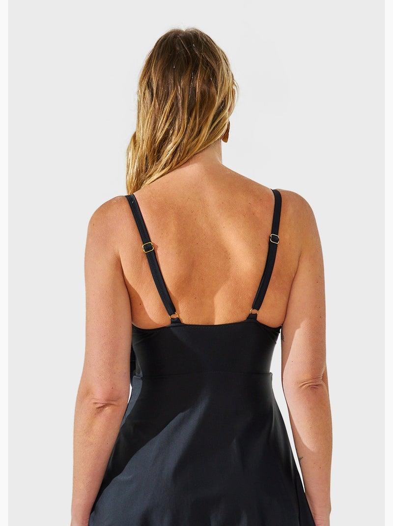 Maillot de bain 1 pièce avec jupette Noir - Kiabi