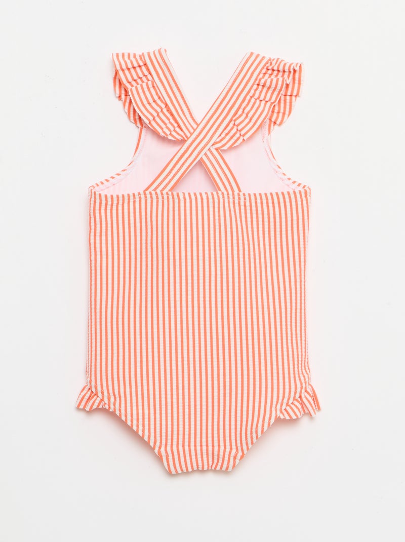 Maillot de bain 1 pièce avec volants Rouge - Kiabi