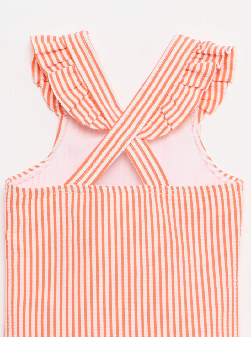 Maillot de bain 1 pièce avec volants Rouge - Kiabi