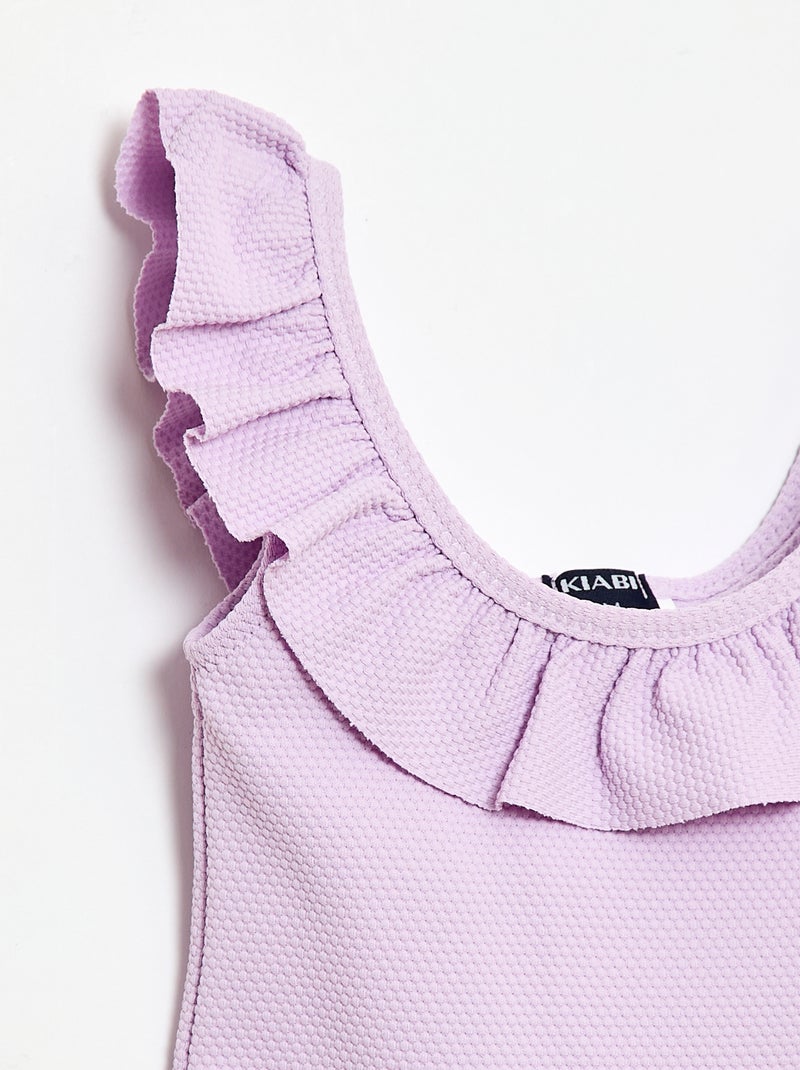 Maillot de bain 1 pièce avec volants Violet - Kiabi