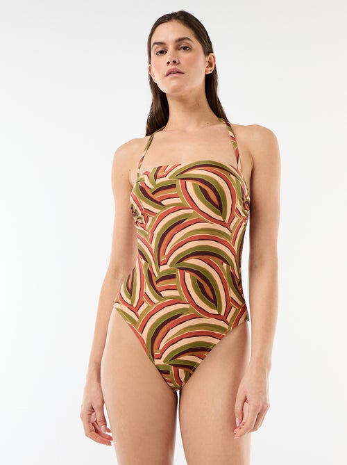 Maillot de bain 1 pièce bandeau imprimé - Kiabi