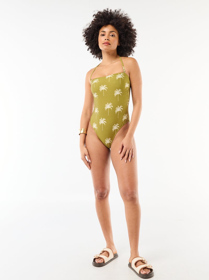Maillot de bain 1 pièce bandeau imprimé Vert - Kiabi