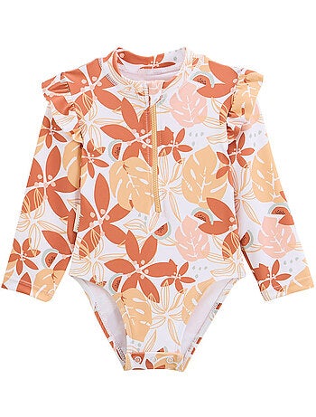 Maillot de bain 1 pièce bébé manches longues Cassis