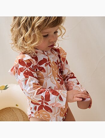 Maillot de bain 1 pièce bébé manches longues Cassis