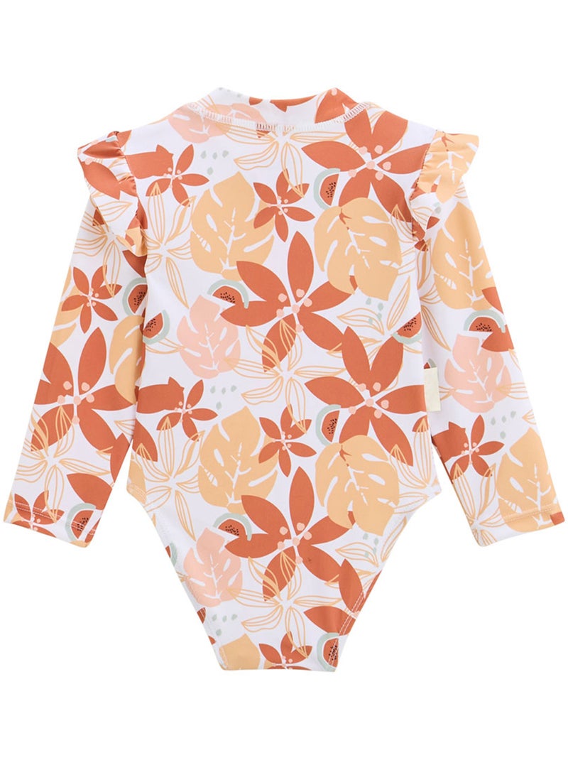 Maillot de bain 1 pièce bébé manches longues Cassis Orange - Kiabi