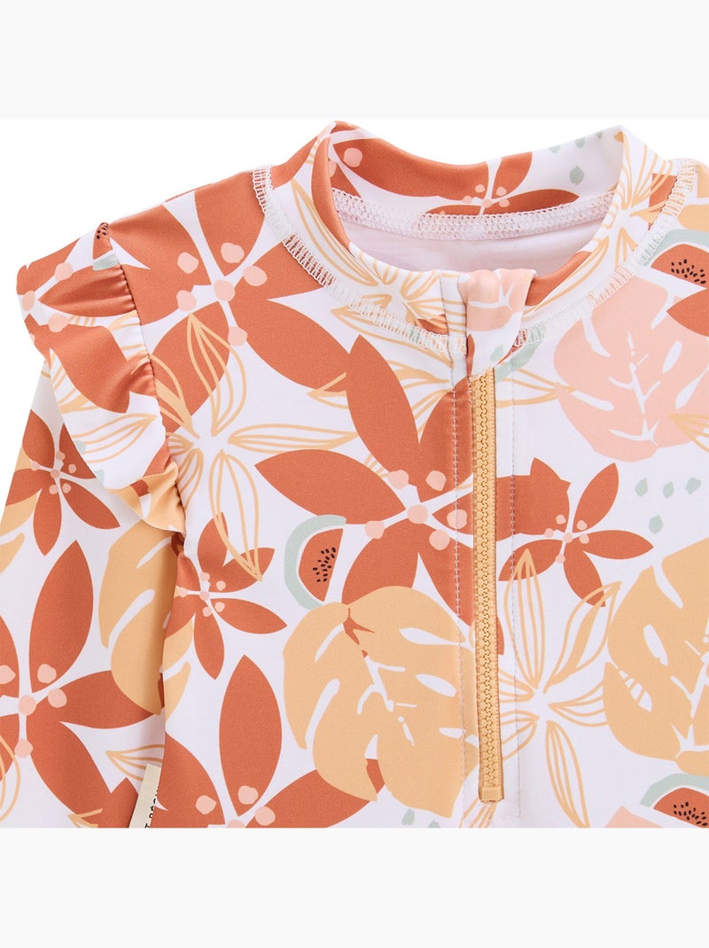Maillot de bain 1 pièce bébé manches longues Cassis Orange - Kiabi