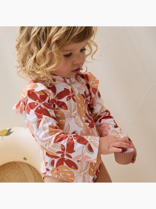 Maillot de bain 1 pièce bébé manches longues Cassis - Kiabi