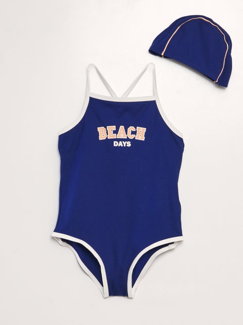 Maillot de bain 1 pièce + bonnet - Kiabi