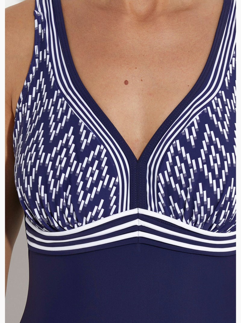 Maillot de bain 1 pièce chic chevrons - AFIBEL Bleu marine - Kiabi