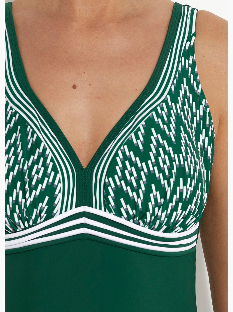 Maillot de bain 1 pièce chic chevrons - AFIBEL Vert - Kiabi