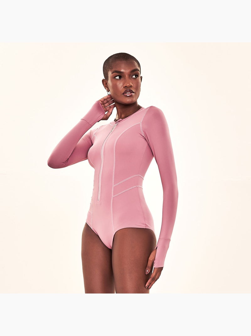 Maillot de bain 1 pièce Classics UV Line Rose - Kiabi