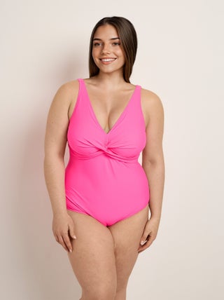 Maillot de bain 1 pièce, décolleté drapé