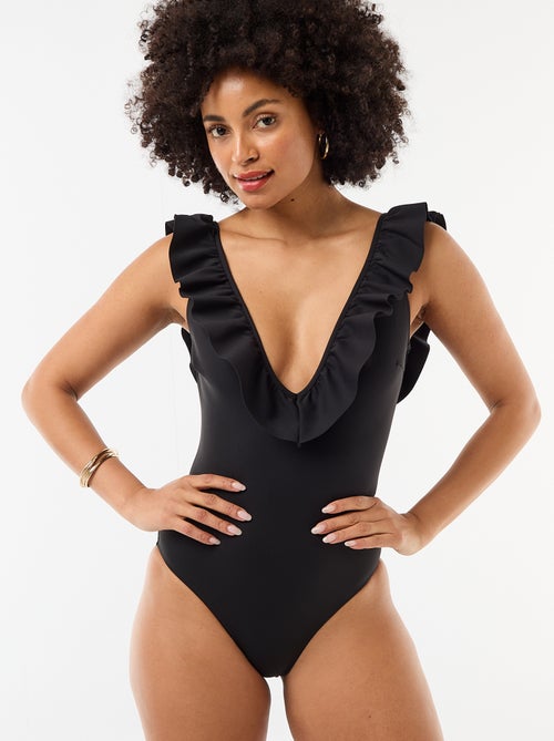 Maillot de bain 1 pièce décolleté plongeant - Kiabi