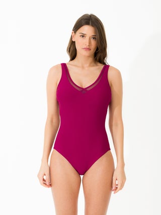 Maillot de bain 1 pièce décolleté résille
