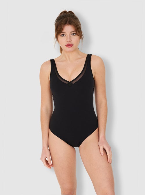 Maillot de bain 1 pièce décolleté résille - Kiabi