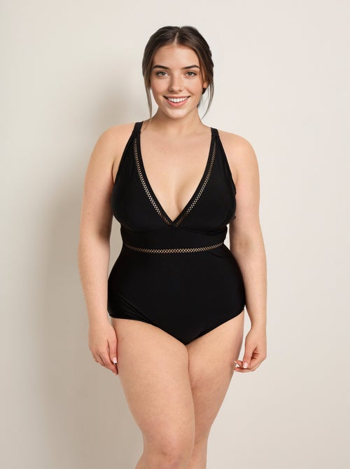 Maillot de bain 1 pièce, détails dentelle - Kiabi