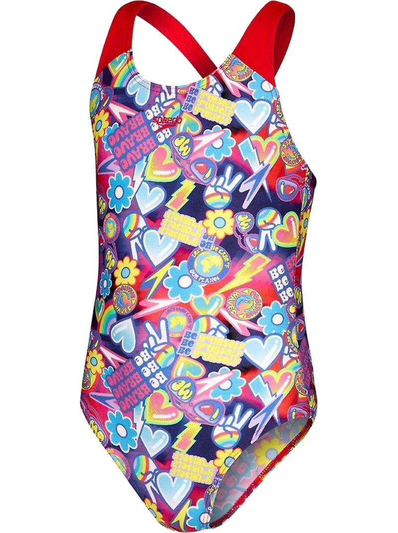 Maillot de bain 1 pièce digital - speedo Jaune/Bleu Marine/Rouge - Kiabi