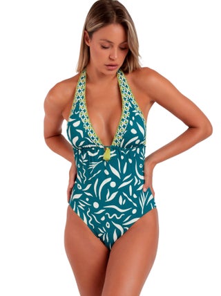 Maillot de bain 1 pièce dos nu préformé Patchwork