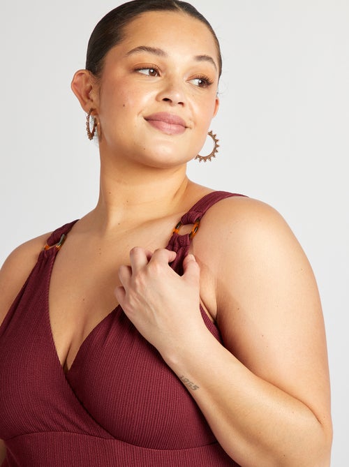 Maillot de bain 1 pièce en maille côtelée - Kiabi