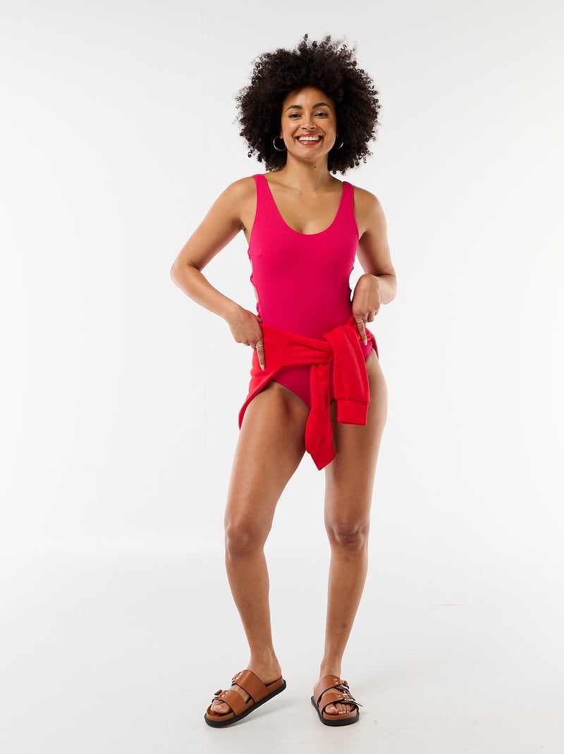 Maillot de bain 1 pièce fendu sur les côtés Rose - Kiabi