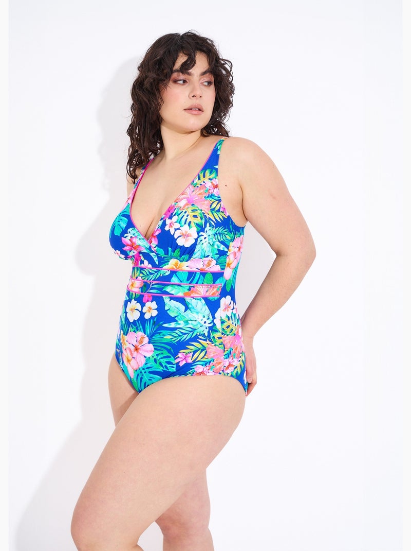 Maillot de bain 1 pièce fleurs exotiques - AFIBEL Bleu - Kiabi