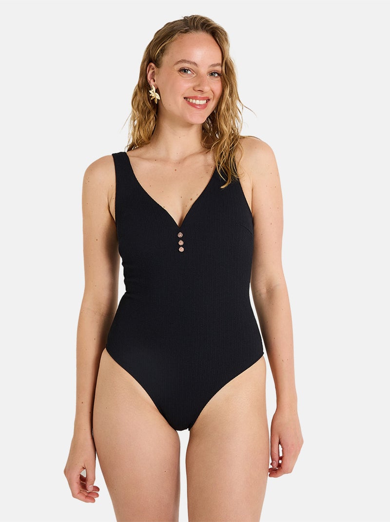Maillot de bain 1 pièce HOLIDAYS - Pomm'Poire Noir - Kiabi