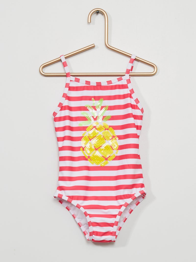 Maillot de bain 1 pièce imprimé 'ananas' Blanc/Rose - Kiabi