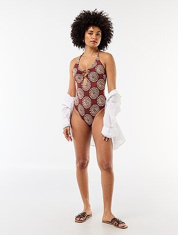 Maillot de bain 1 pièce imprimé avec décolleté fantaisie
