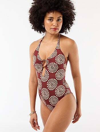 Maillot de bain 1 pièce imprimé avec décolleté fantaisie