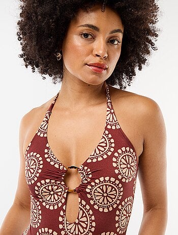 Maillot de bain 1 pièce imprimé avec décolleté fantaisie