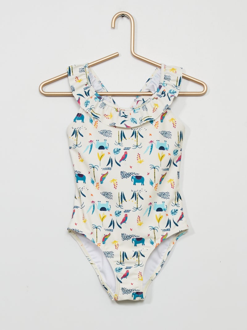 Maillot de bain 1 pièce imprimé Blanc - Kiabi