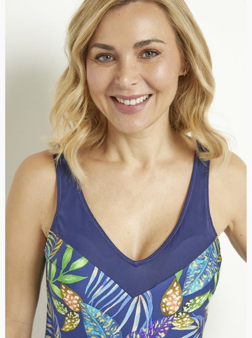 Maillot de bain 1 pièce imprimé feuillage gainant - Kiabi