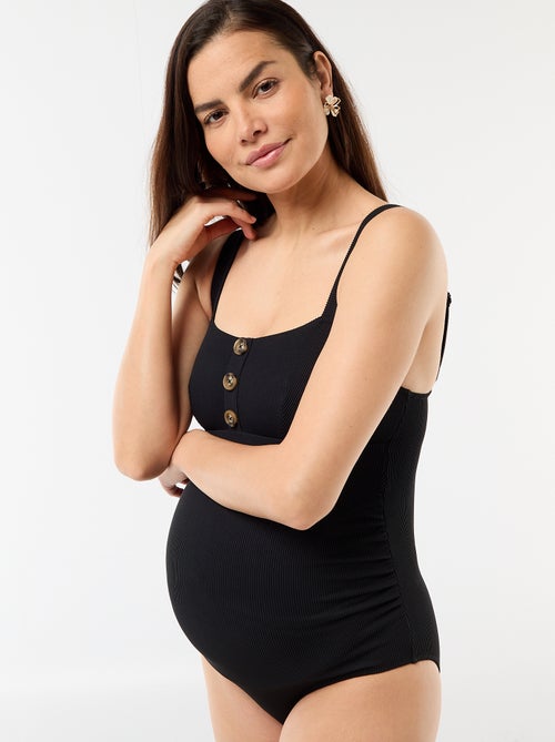 Maillot de bain 1 pièce maternité en rib - Kiabi