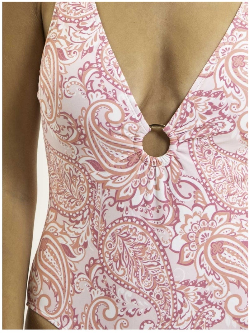 Maillot de bain 1 pièce motifs GELOU Rose - Kiabi