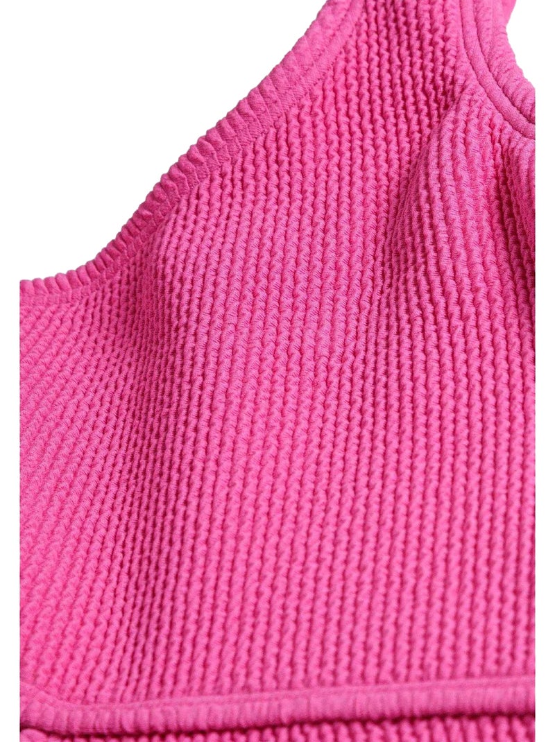 Maillot de bain 1 pièce motif/style côtelé - minoti Rose parme - Kiabi