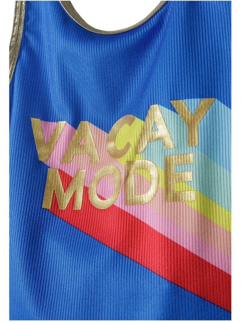 Maillot de bain 1 pièce motif/style détail contrasté - minoti Bleu - Kiabi