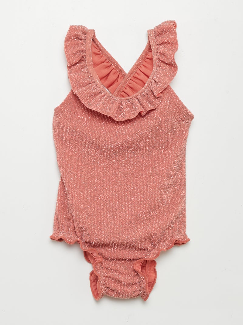 Maillot de bain 1 pièce pailletée Orange - Kiabi