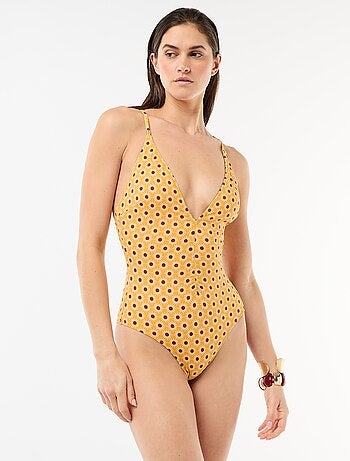 Maillot de bain 1 pièce plongeant avec bijou