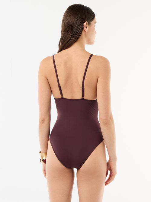 Maillot de bain 1 pièce plongeant avec bijou - Kiabi