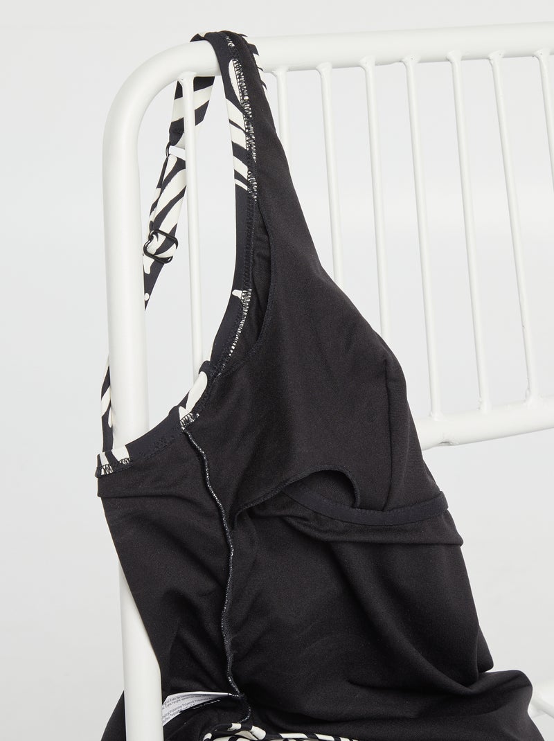 Maillot de bain 1 pièce post-opératoire imprimé Noir/blanc - Kiabi